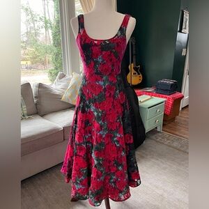 Anthropologie Tracy Reese Red Floral dress Sz 0